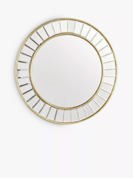 Laura Ashley Clemence Bevelled Glass Round Wall Mirror, Gold/Clear - thumbnail 1