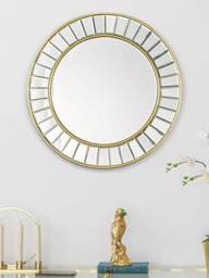 Laura Ashley Clemence Bevelled Glass Round Wall Mirror, Gold/Clear - thumbnail 2