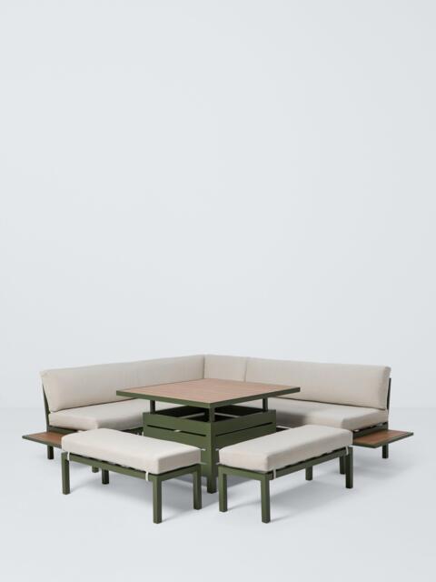 John Lewis Platform 8-Seater Corner Garden Dining/Lounge Set with Height-Adjustable Table, Green - image 1