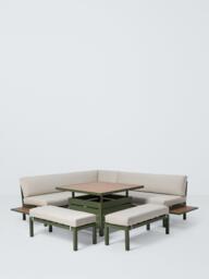 John Lewis Platform 8-Seater Corner Garden Dining/Lounge Set with Height-Adjustable Table, Green