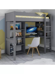 Stompa Classic High Sleeper Frame with Integrated Desk, Shelving and Bookcase, Single - thumbnail 2