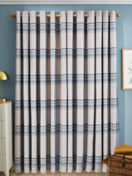 John Lewis Afton Check Weave Pair Dimout/Thermal Lined Eyelet Curtains - thumbnail 5