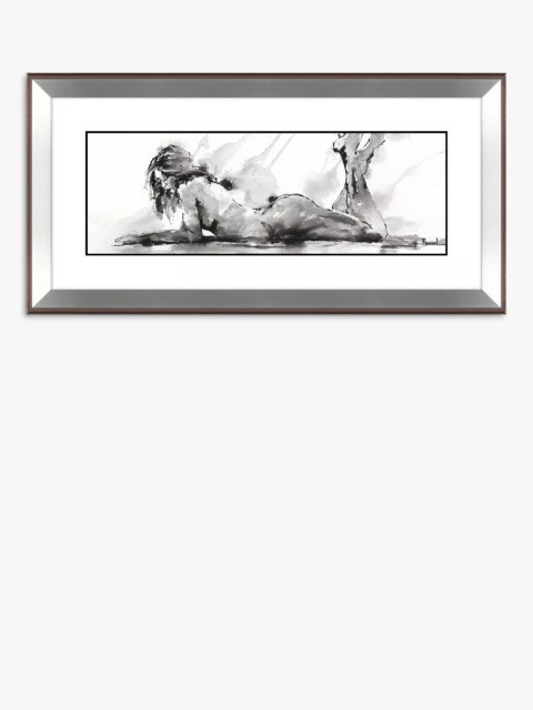 John Lewis Joanne Boon Thomas 'Laying Down Lady' Framed Print & Mount, 55.5 x 110.5cm, Black/White - image 1