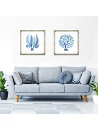 Brookpace Lascelles 'Blue Seaweed 3' Framed Print & Mount, 46 x 46cm, Blue - thumbnail 3