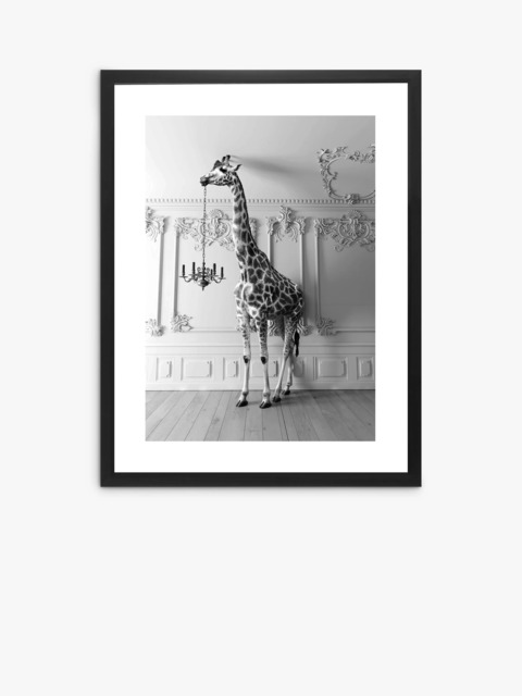 Brookpace Lascelles Giraffe Chandelier Framed Print & Mount, 86 x 66cm, Black/White - image 1
