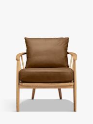 John Lewis Frome Leather Armchair, Light Wood Frame