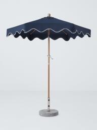 John Lewis Scallop Wood-Effect Wind-Up Parasol, 2m, Bon Bon Pink - thumbnail 1