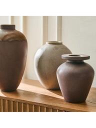 West Elm Orla Ceramic Barrel Vase, H40cm, Dark Brown - thumbnail 5