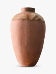 West Elm Orla Ceramic Barrel Vase, H40cm, Dark Brown - thumbnail 1