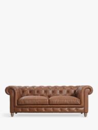 Halo Earle Chesterfield Large 3 Seater Leather Sofa - thumbnail 1