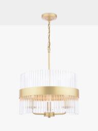 Laura Ashley Alexa 3 Arm Glass Rod Pendant Ceiling Light, Antique Brass - thumbnail 4