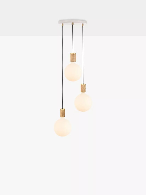 Tala Oak Triple Pendant Cluster Ceiling Light with Sphere IV ES LED Dim to Warm Globe Bulbs - image 1