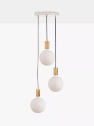 Tala Oak Triple Pendant Cluster Ceiling Light with Sphere IV ES LED Dim to Warm Globe Bulbs - thumbnail 2