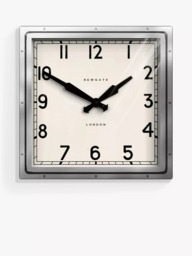 Newgate Clocks Quad Square Metal Wall Clock, 40cm, Silver - thumbnail 1