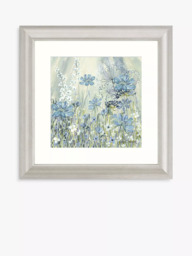 John Lewis Catherine Stephenson 'Powder Blue Flowers 1' Framed Print & Mount, 60.5 x 60.5cm, Blue/Multi - thumbnail 1