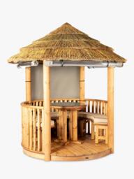 Breeze House Oasis Signature Cape Reed Thatch Roof Circular Gazebo, FSC-Certified (Scandinavian Redwood) - thumbnail 1