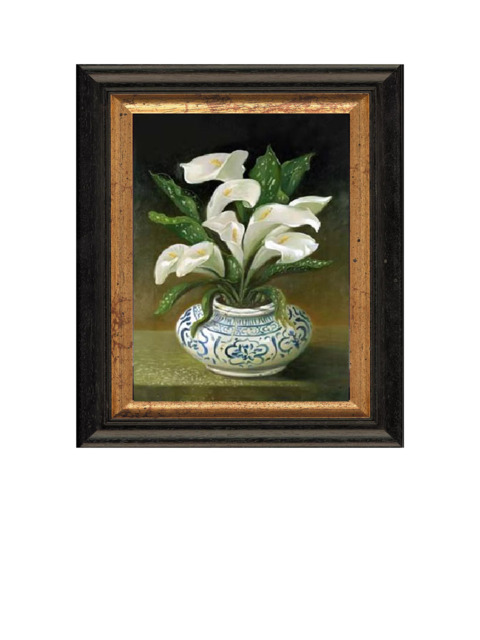 Brookpace Lascelles 'White Flowers in Vase' Framed Canvas Print, 44 x 36cm, White/Blue - image 1