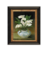 Brookpace Lascelles 'White Flowers in Vase' Framed Canvas Print, 44 x 36cm, White/Blue