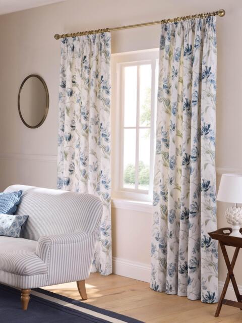 Laura Ashley Gosford Pair Lined Pencil Pleat Curtains, Heritage Blue - image 1