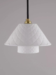 Original BTC Oxford Double Bone China Shade Pendant Ceiling Light - thumbnail 3