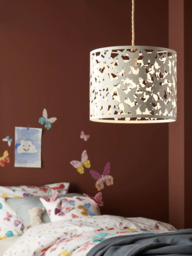 John Lewis Butterflies Easy-to-Fit Ceiling Shade, White - thumbnail 2