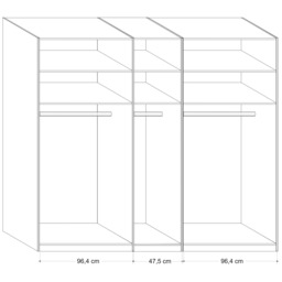 John Lewis Elstra 250cm Wardrobe with Glass Hinged Doors - thumbnail 4