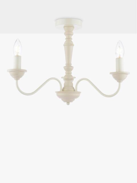 Laura Ashley Tate 3 Arm Semi Flush Ceiling Light, Cream - image 1