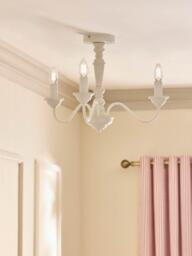 Laura Ashley Tate 3 Arm Semi Flush Ceiling Light, Cream - thumbnail 2