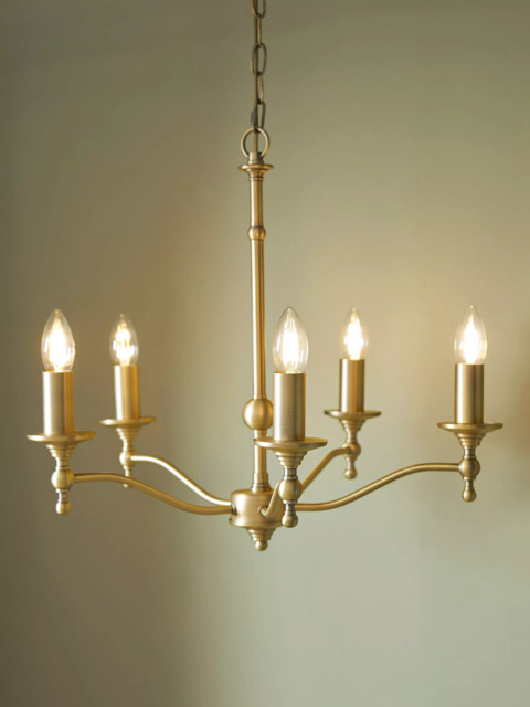 Laura Ashley Ludchurch Chandelier Ceiling Light, 5 Arms, Matt Antique Brass - image 1