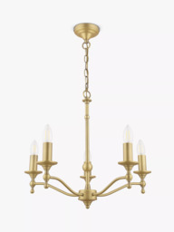 Laura Ashley Ludchurch Chandelier Ceiling Light, 5 Arms, Matt Antique Brass - thumbnail 4