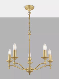 Laura Ashley Ludchurch Chandelier Ceiling Light, 5 Arms, Matt Antique Brass - thumbnail 3