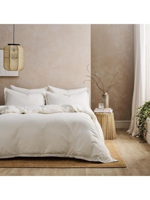Christy Seersucker Weave Cotton Duvet Cover Set, Beige - image 1