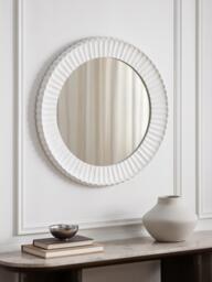 John Lewis Coastal Carved Round Frame Wall Mirror, 70cm, White - thumbnail 2