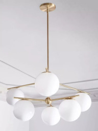 West Elm Sphere + Stem Chandelier Ceiling Light, White - thumbnail 2