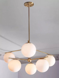 West Elm Sphere + Stem Chandelier Ceiling Light, White - thumbnail 1