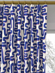 Harlequin x Sophie Robinson Meander Leaf Made to Measure Curtains or Roman Blind, Lapis/Spinel - thumbnail 2