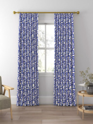 Harlequin x Sophie Robinson Meander Leaf Made to Measure Curtains or Roman Blind, Lapis/Spinel - thumbnail 3