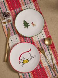 Wednesday Tea Collective Christmas Dog Stoneware Plates, Set of 2, 19cm - thumbnail 4