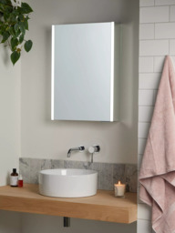 John Lewis Vertical Single Mirrored and Illuminated Bathroom Cabinet - thumbnail 2