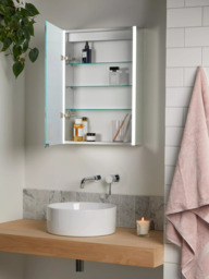 John Lewis Vertical Single Mirrored and Illuminated Bathroom Cabinet - thumbnail 3