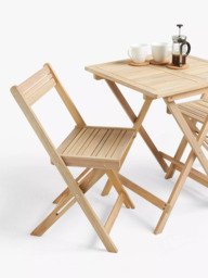 John Lewis Acacia Wood Foldable 2-Seater Garden Bistro Table & Chairs Set, Natural - thumbnail 3