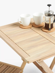 John Lewis Acacia Wood Foldable 2-Seater Garden Bistro Table & Chairs Set, Natural - thumbnail 4