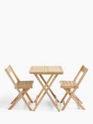 John Lewis Acacia Wood Foldable 2-Seater Garden Bistro Table & Chairs Set, Natural - thumbnail 2