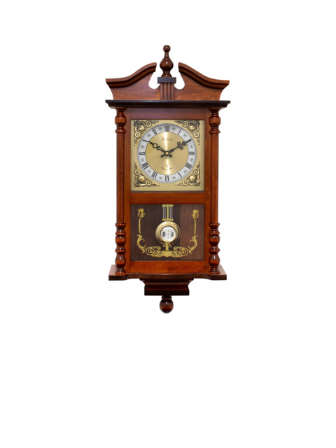 Acctim Westbury Radio Controlled Roman Numeral Pendulum Wall Clock, Brown - image 1