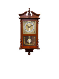 Acctim Westbury Radio Controlled Roman Numeral Pendulum Wall Clock, Brown - thumbnail 1