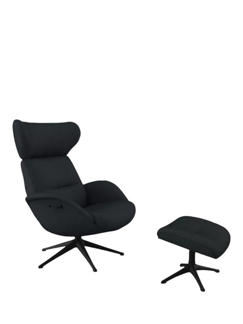 Flexlux More Relax Recliner Chair and Footstool, Black Leg - image 1