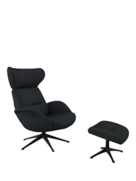 Flexlux More Relax Recliner Chair and Footstool, Black Leg - thumbnail 1