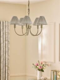 Laura Ashley Willowbrook 5 Arm Pleat Shade Pendant Ceiling Light, Antique Brass - thumbnail 6