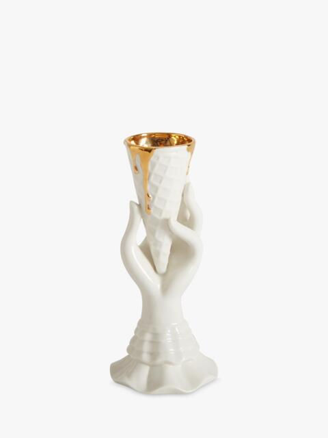 Jonathan Adler I-Scream Porcelain Vase, H18cm, White/Gold - image 1