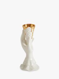 Jonathan Adler I-Scream Porcelain Vase, H18cm, White/Gold - thumbnail 4